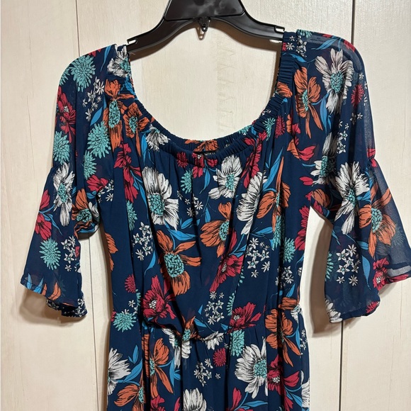 As U Wish Blue and Pink Bell Sleeve Maxi Sundress - Picture 3 of 5